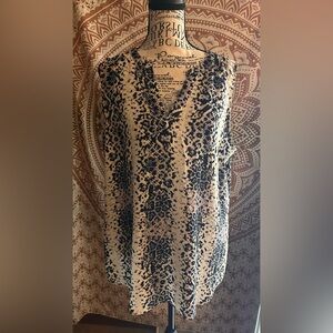 Adrianna Papell Black and Cream Animal Print Blouse